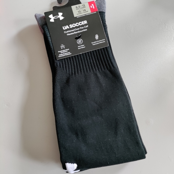 Under Armour UA SOCCER athletic cushioned Over-the-calf OTC knee high sock black - Picture 2 of 10